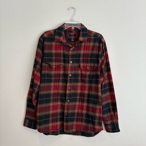Woolly Dry Goods Red and Green Double Pocket Plaid Button Down Shirt